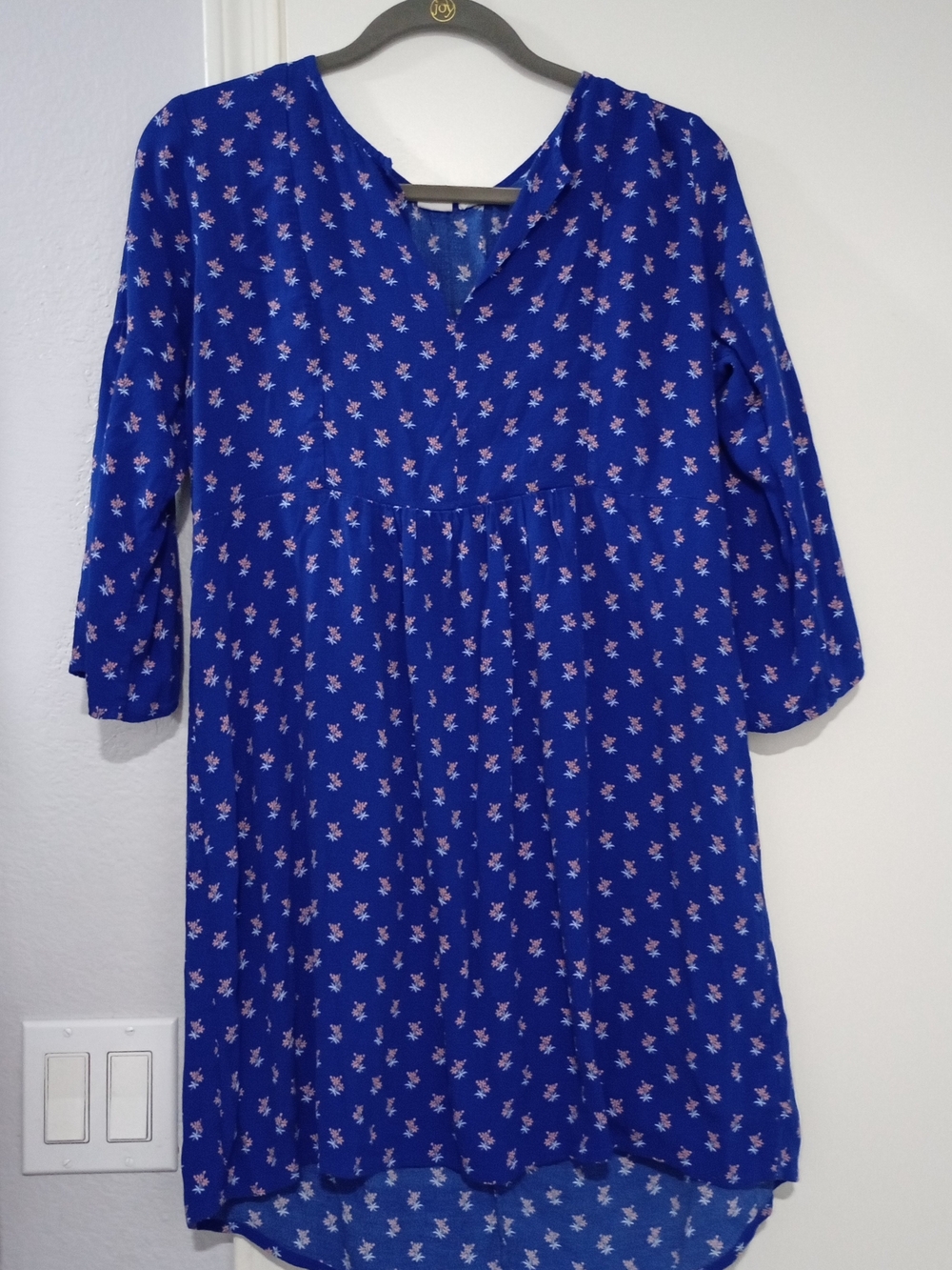 GAP Blue Midi Dress with Pink Floral Print